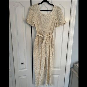 Anthropologie Floral Print Jumpsuit w/ Tie Waist